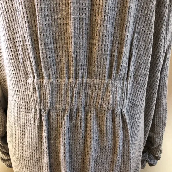 1. STATE Ruched Sleeve Waffle Knit Maxi Cardigan