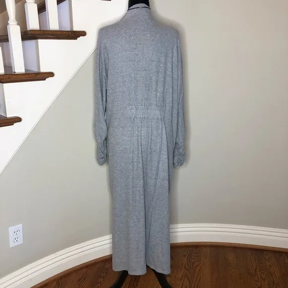 1. STATE Ruched Sleeve Waffle Knit Maxi Cardigan