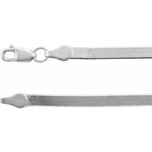 14K White 2.8 mm Flexible Herringbone 16" Chain
