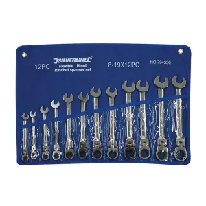 8 - 19MM FLEXIBLE HEAD RATCHET SPANNER SET 12PCE 794336