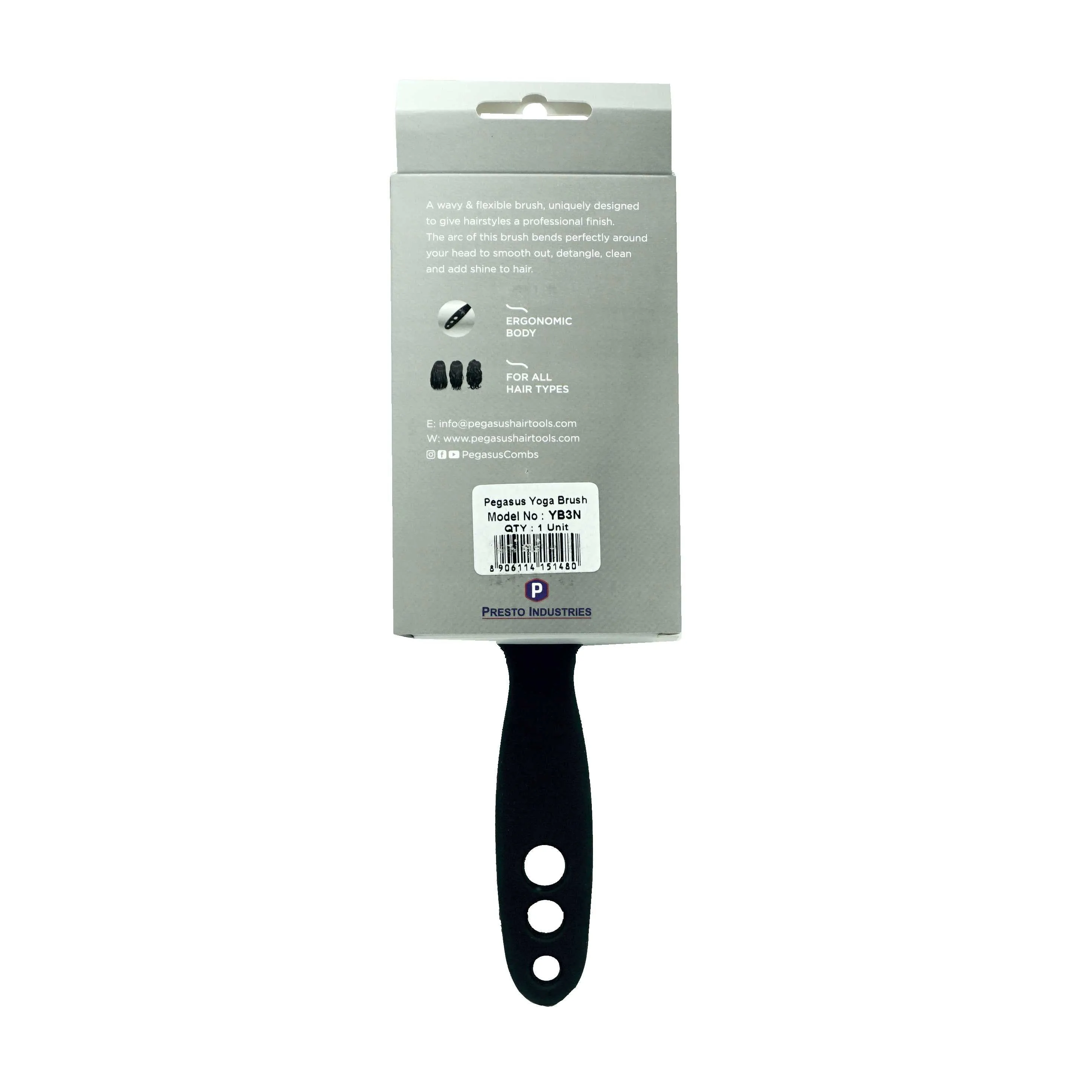 9in Flexible Vented Brush, Pegasus YB3N - Yoga Brush with Nylon Tipped Bristles
