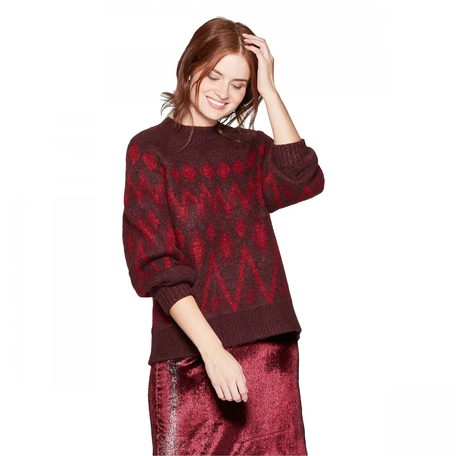 A New Day Women's Fair Isle Crewneck Long Sleeve Pullover Sweater