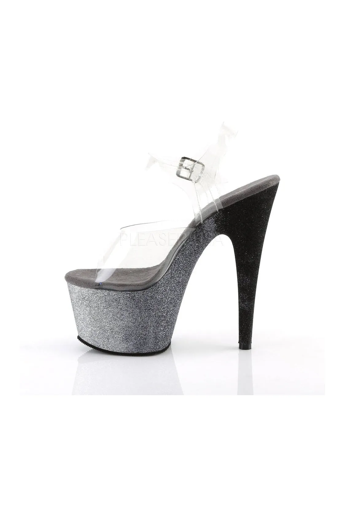 ADORE-708OMBRE Platform Sandal  | Black Vinyl