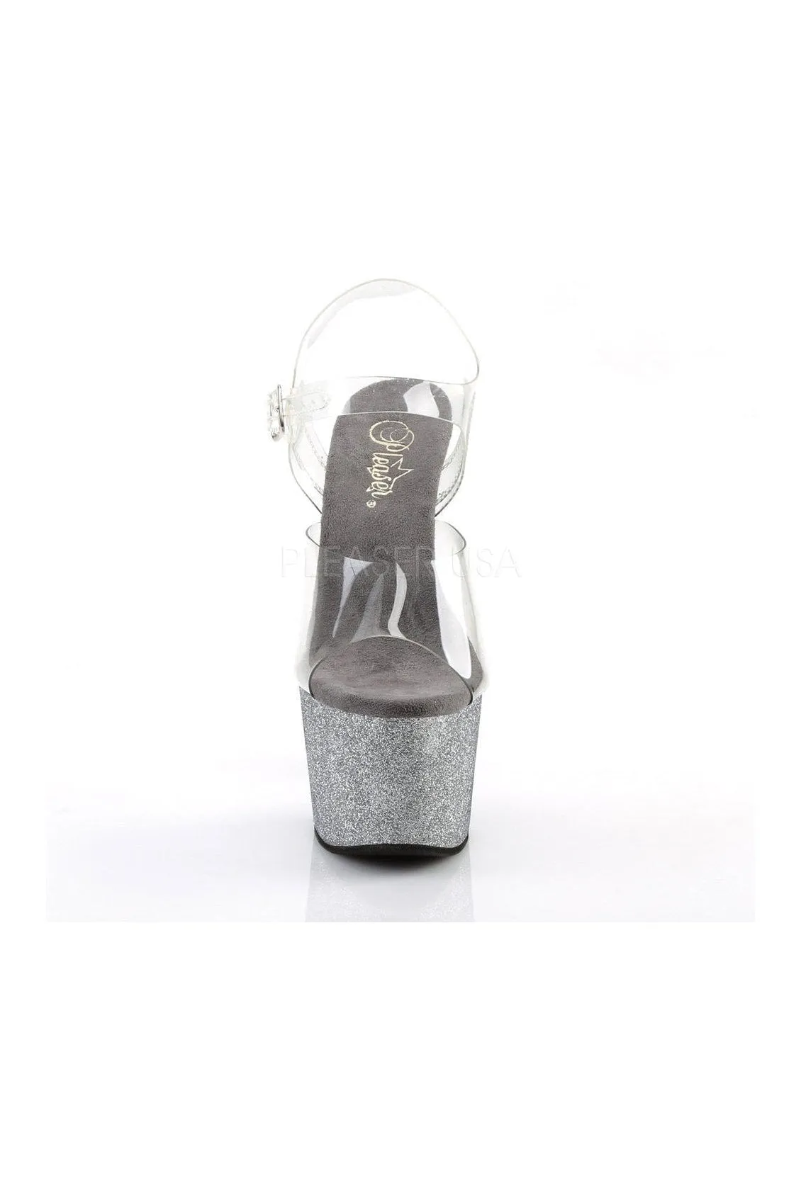 ADORE-708OMBRE Platform Sandal  | Black Vinyl