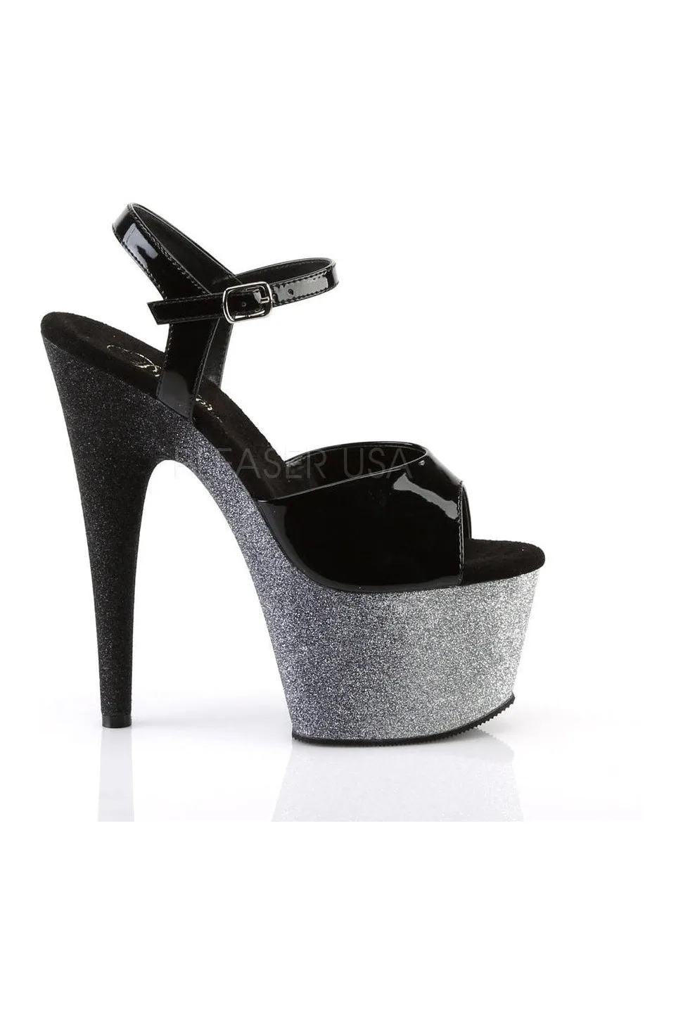ADORE-709OMBRE Platform Sandal  | Black Patent