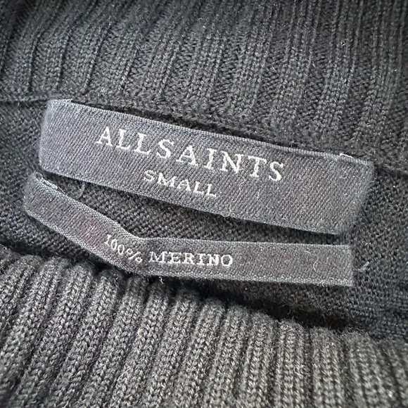 All Saints 100% Marino Wool Knit Turtleneck Koko Wrap Jumper Sweater