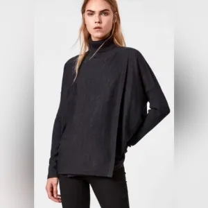 All Saints 100% Marino Wool Knit Turtleneck Koko Wrap Jumper Sweater