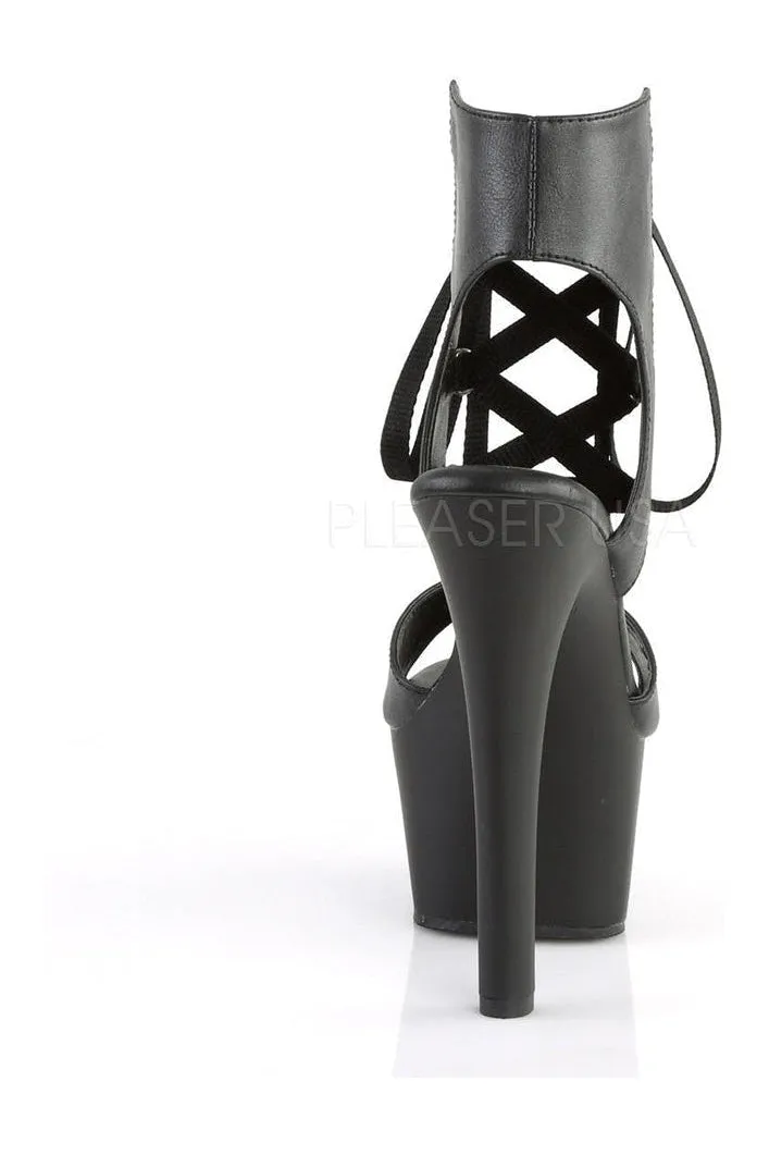 ASPIRE-600-14 Platform Sandal  | Black Faux Leather