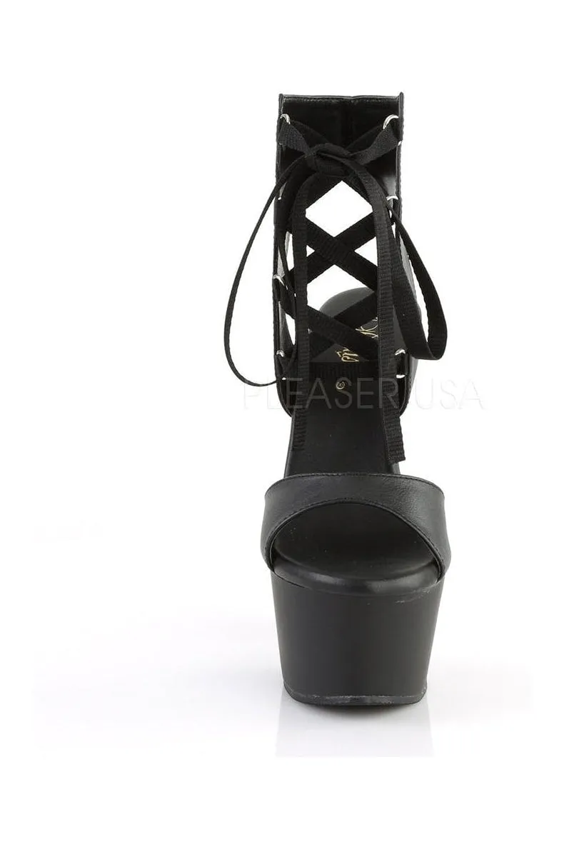 ASPIRE-600-14 Platform Sandal  | Black Faux Leather