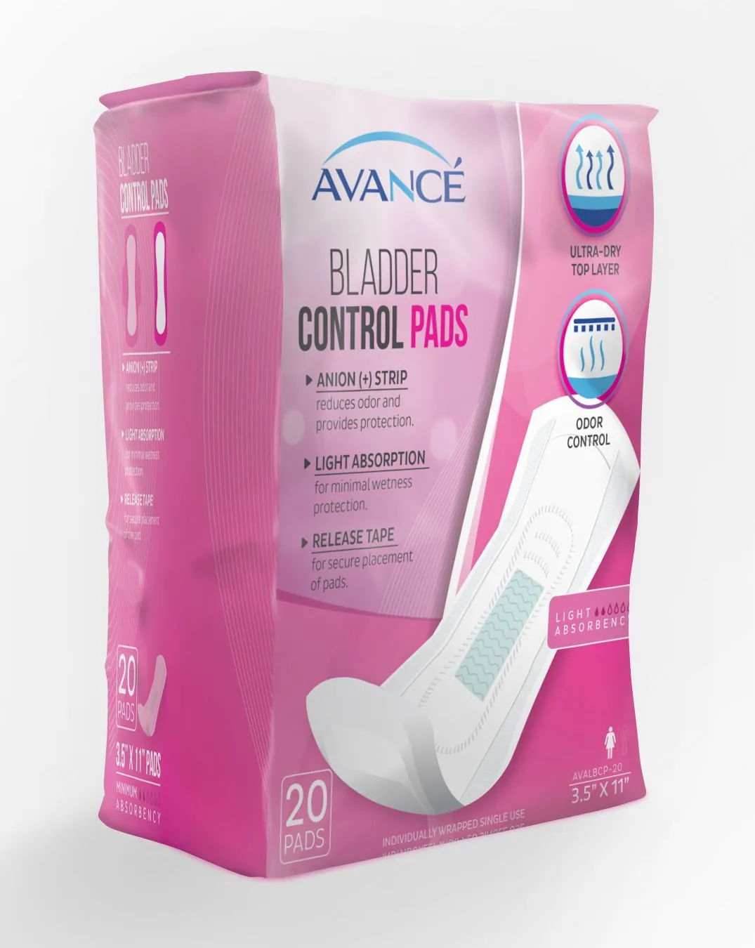 Avancé Light Absorbency 3.5" x 11" Bladder Control Pads