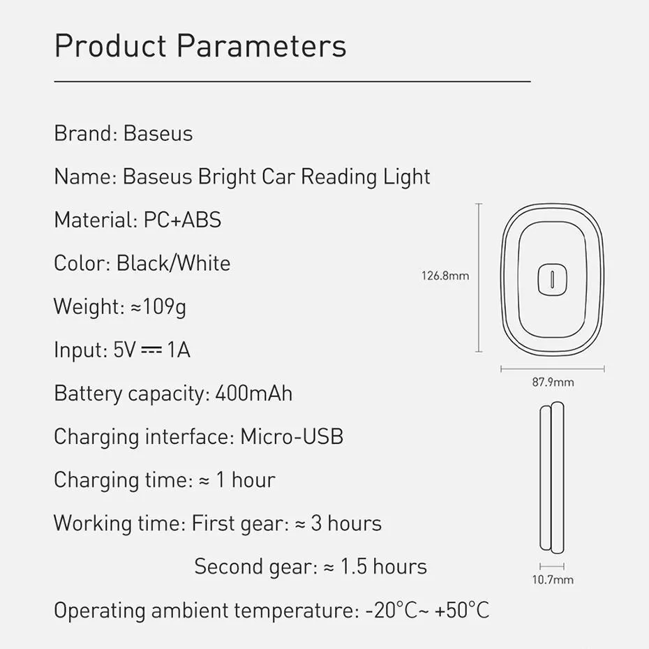 Baseus Magnetic Car Reading Light LED