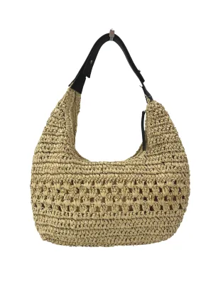 Beige Woven Hobo Bag