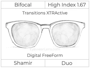 Bifocal - Shamir Duo - High Index 1.67 - Digital - Transitions XTRActive
