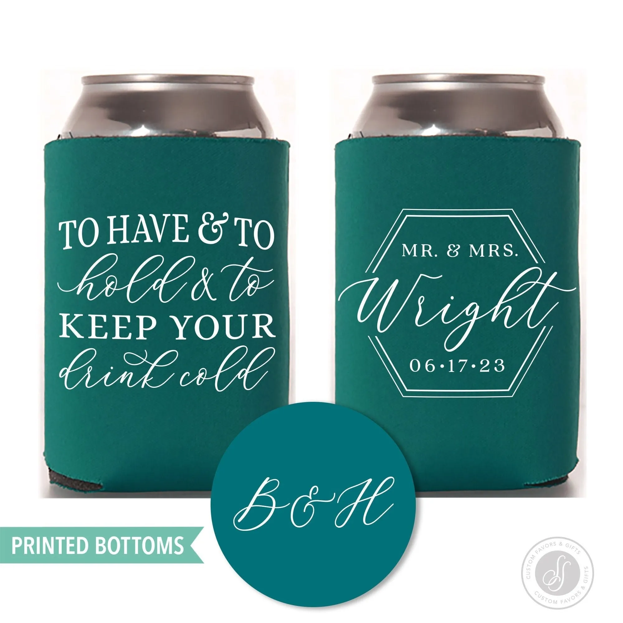 Bottom-Printed Wedding Can Cooler #195B