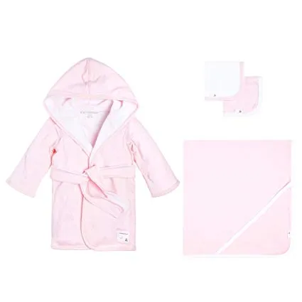 Burt's Bees Baby - Blossom Bathtime Gift Bundle - Includes Bathrobe, Hooded Towel & Washcloths, 100% Organic Cotton