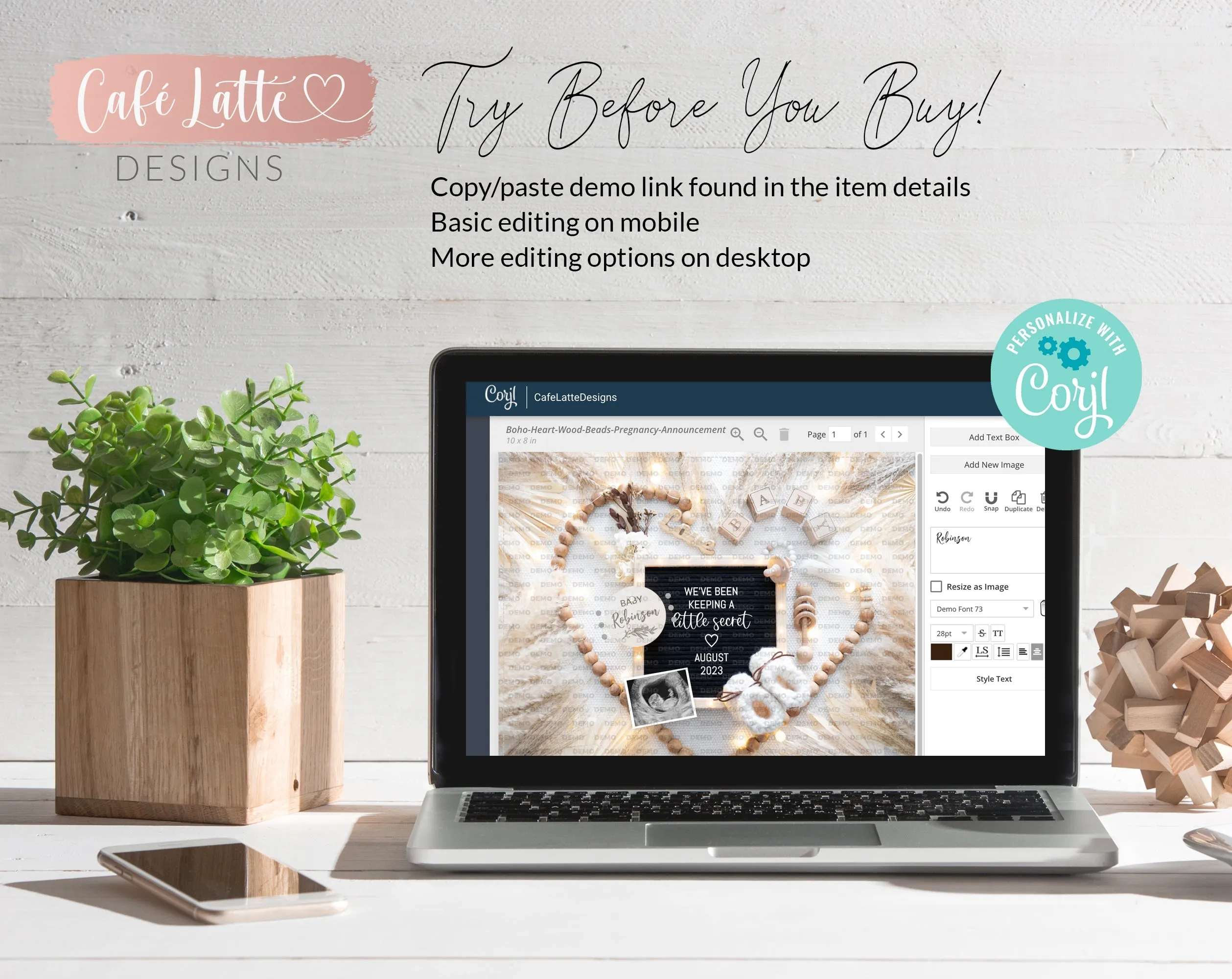 Christmas Digital Baby Announcement - Heart Santa