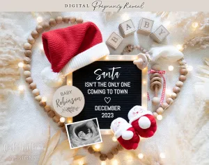 Christmas Digital Baby Announcement - Heart Santa