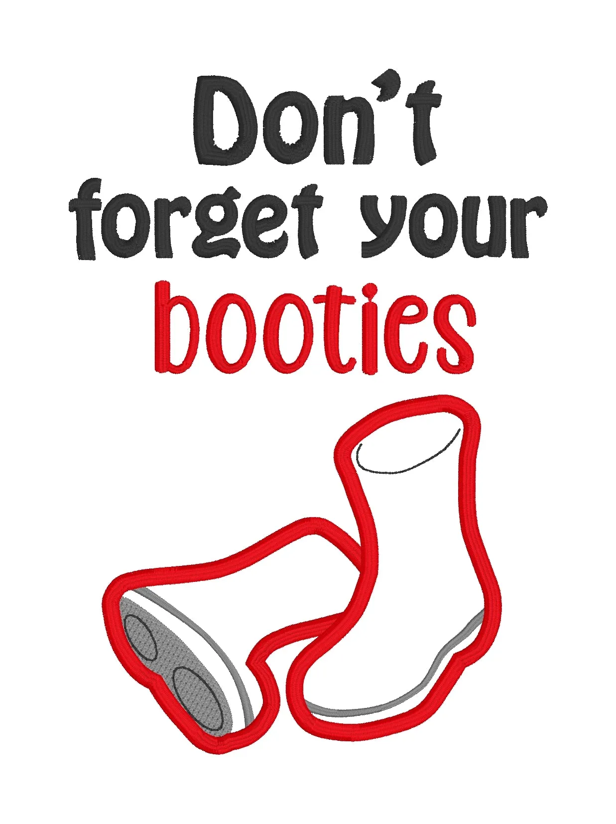Don't forget your booties applique machine embroidery design (4 sizes included) DIGITAL DOWNLOAD