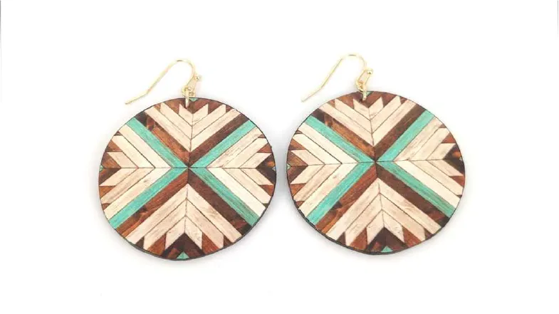 Faux Wood Design Earrings