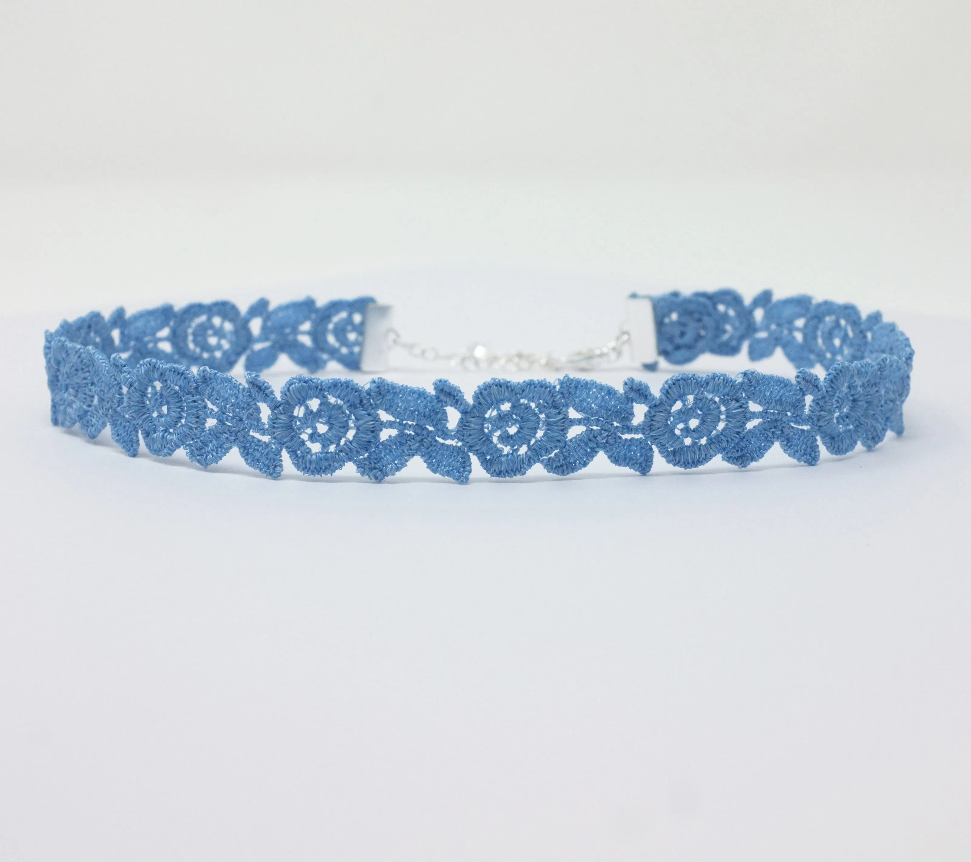 Freya Light Blue Rose Choker Necklace