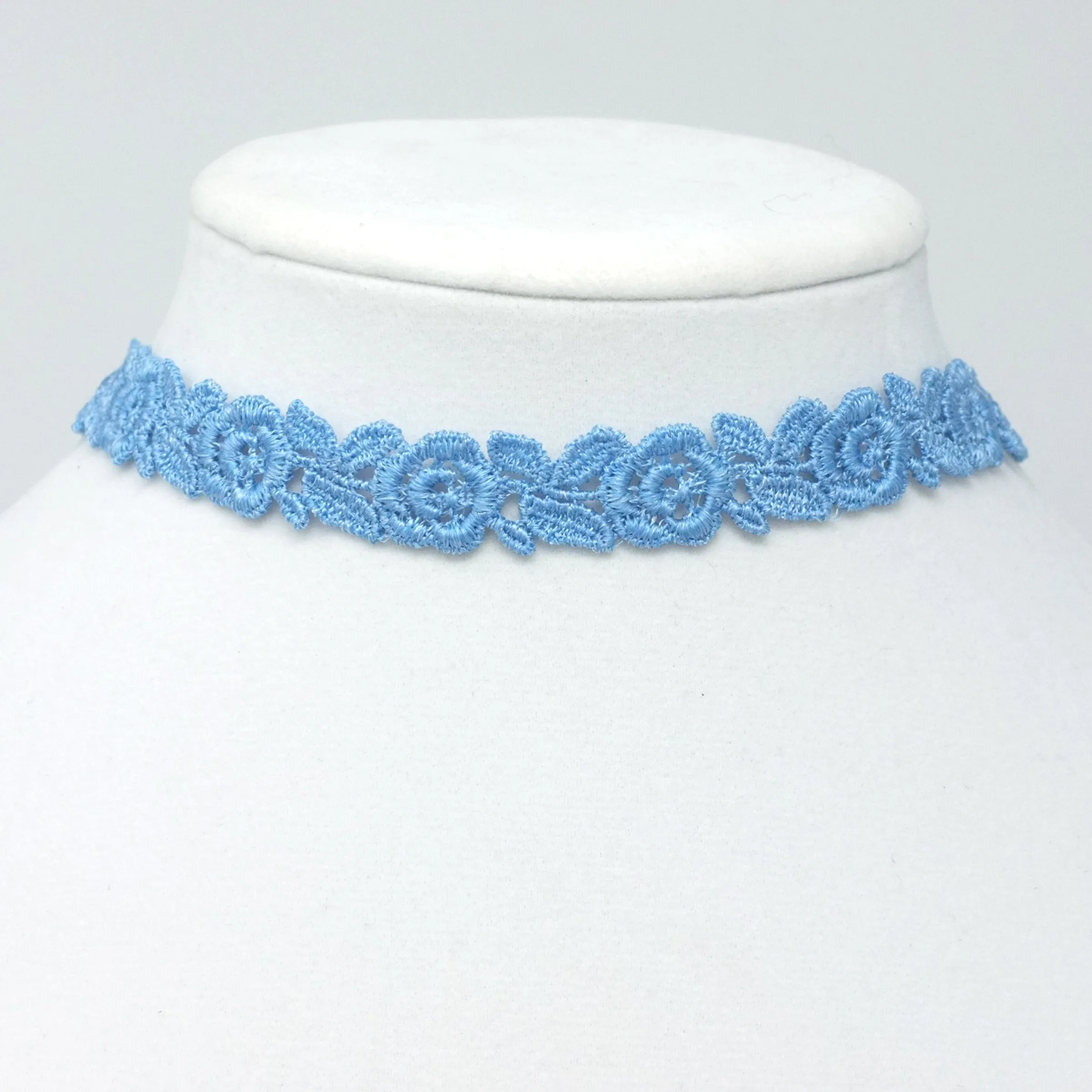 Freya Light Blue Rose Choker Necklace