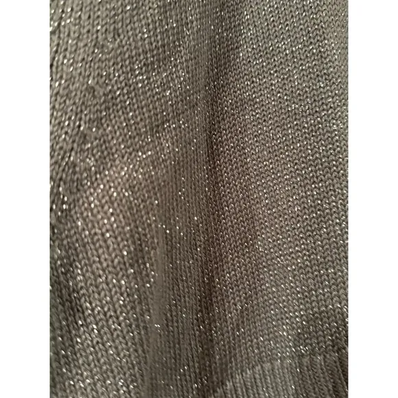 GAP Cotten blend wid sleeve turtle-neck 2X silver metalic sweater SPARKLY Cozy