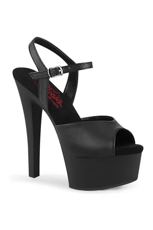 GLEAM-609 Black Faux Leather Sandal