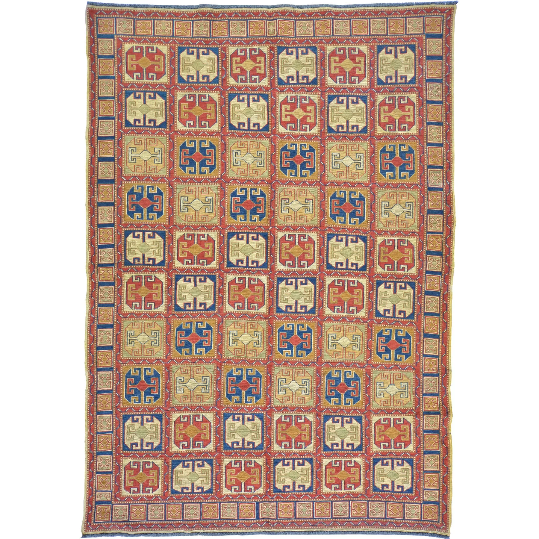 Hand-Woven Afghan Soumack Tribal Geometric Handmade Wool Rug (Size 5.1 X 7.0) Brrsf-1131