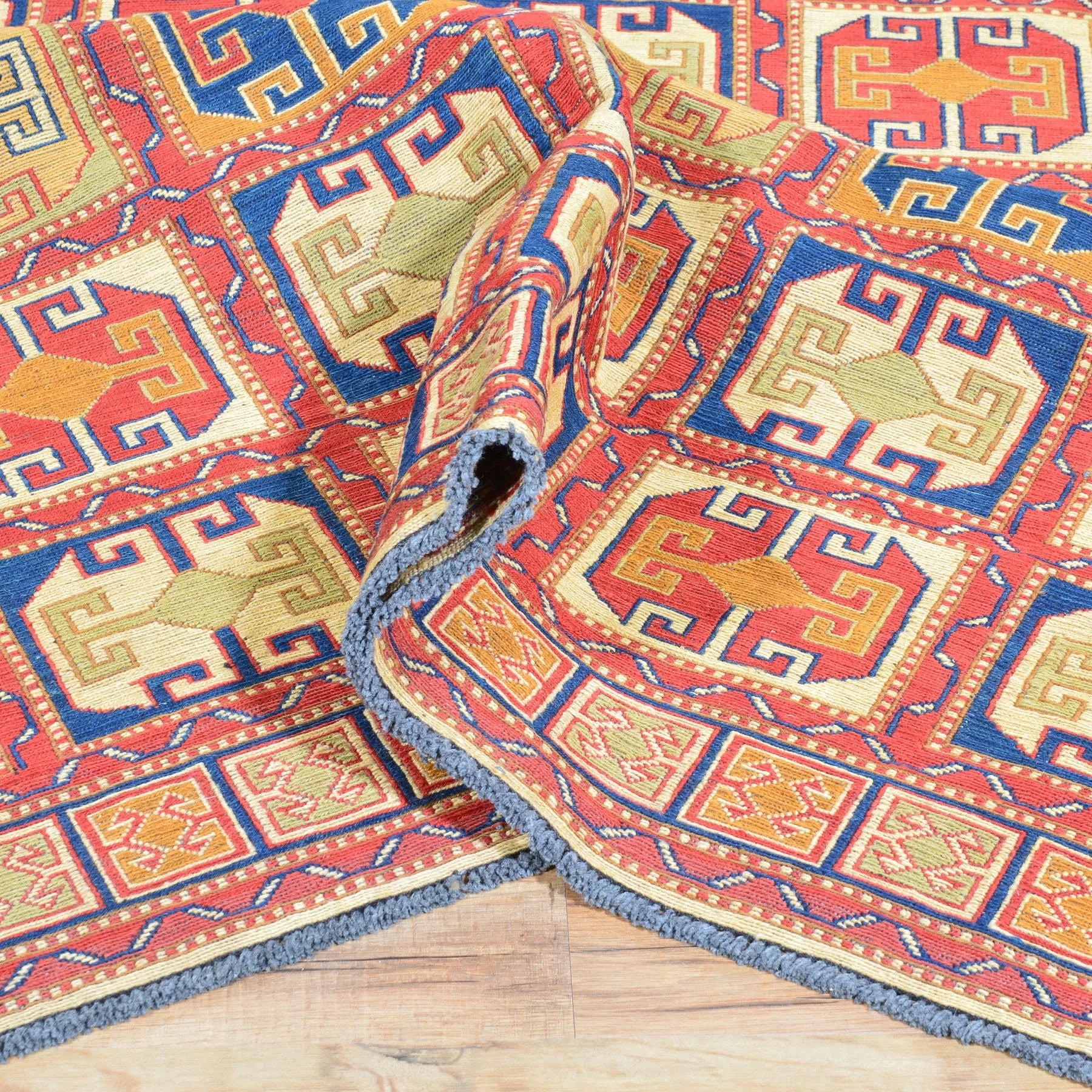 Hand-Woven Afghan Soumack Tribal Geometric Handmade Wool Rug (Size 5.1 X 7.0) Brrsf-1131