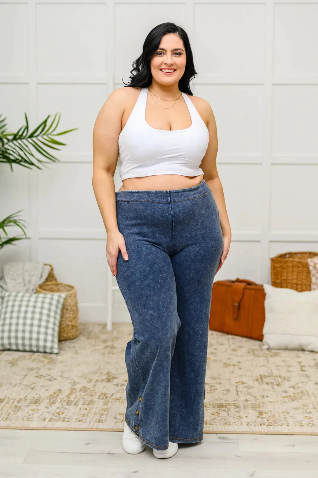 Hazel Blues® | Park City Button Flare Pants