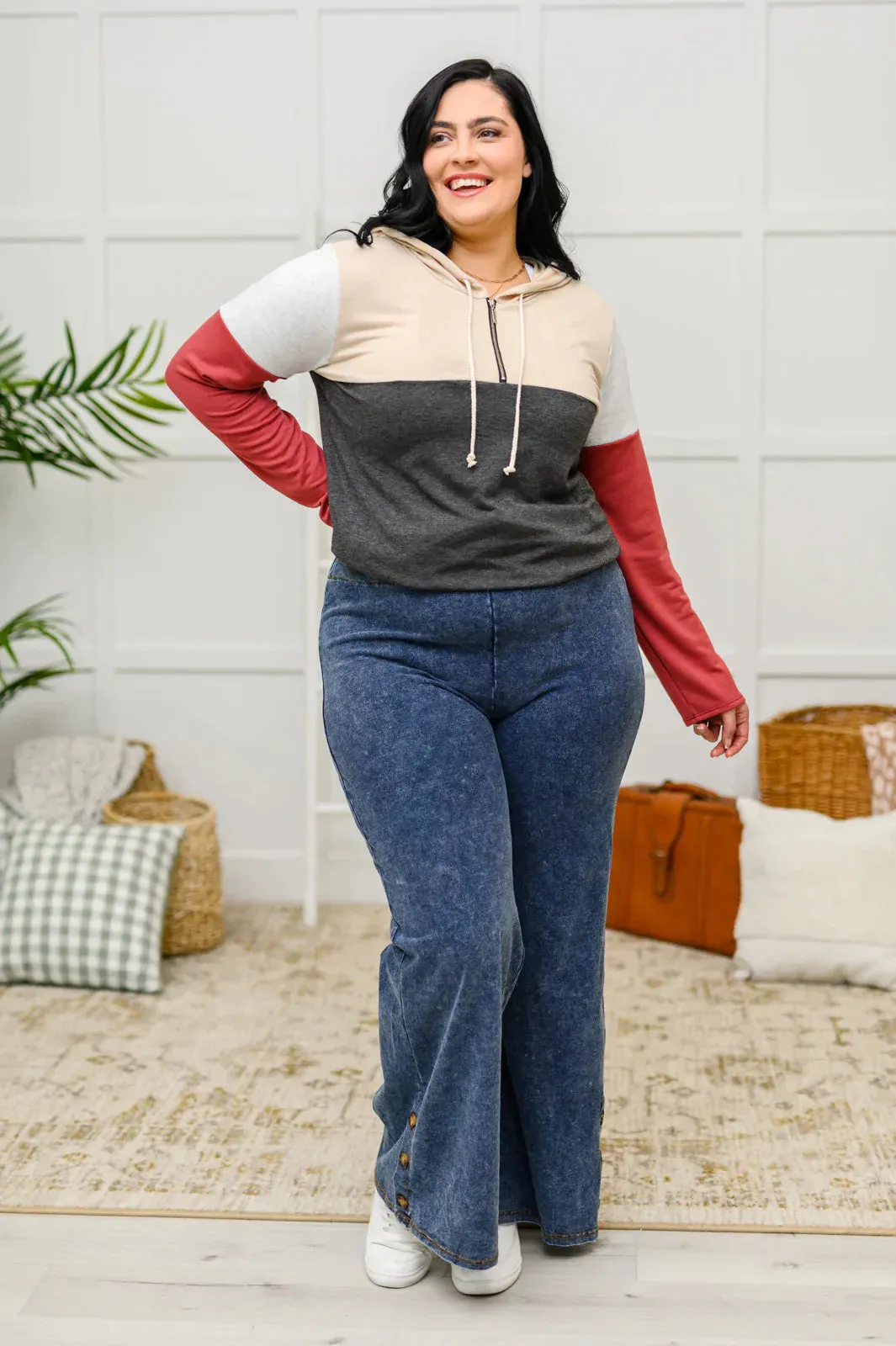 Hazel Blues® | Park City Button Flare Pants