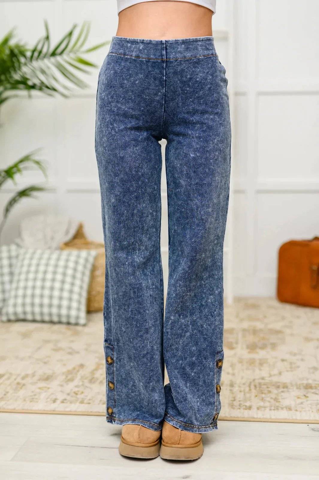 Hazel Blues® | Park City Button Flare Pants
