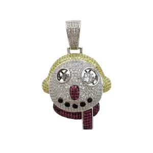 Iced-Out Cozy Snowman Pendant (Silver)