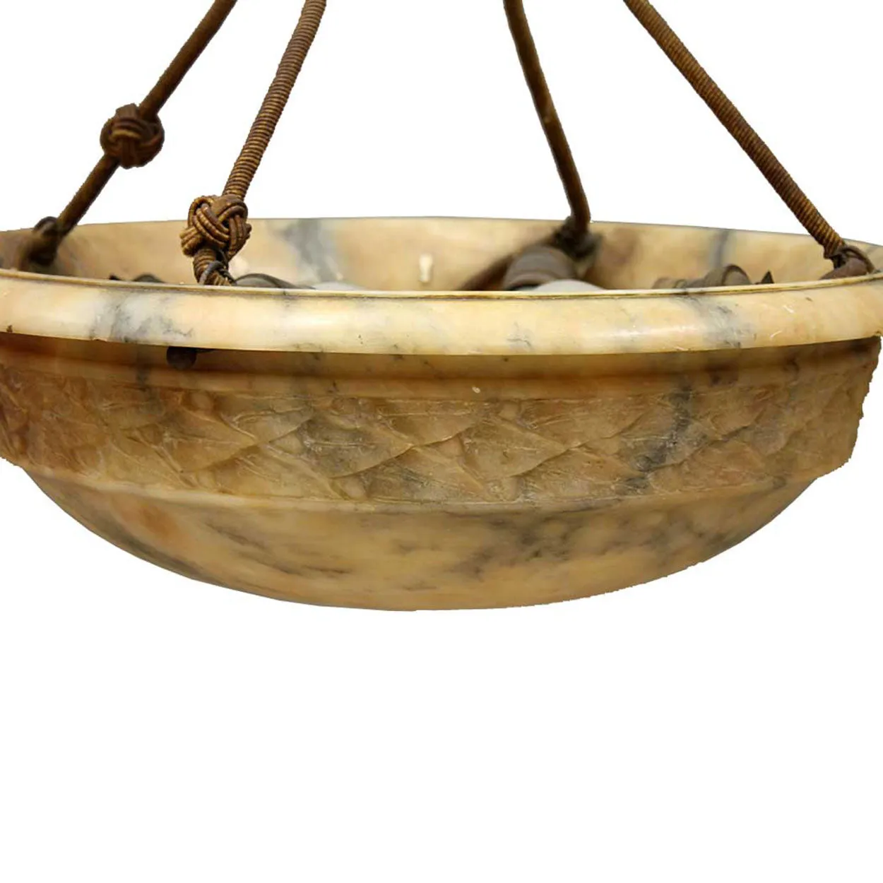 Italian Alabaster Hanging Dish Shade Four-Light Pendant Light