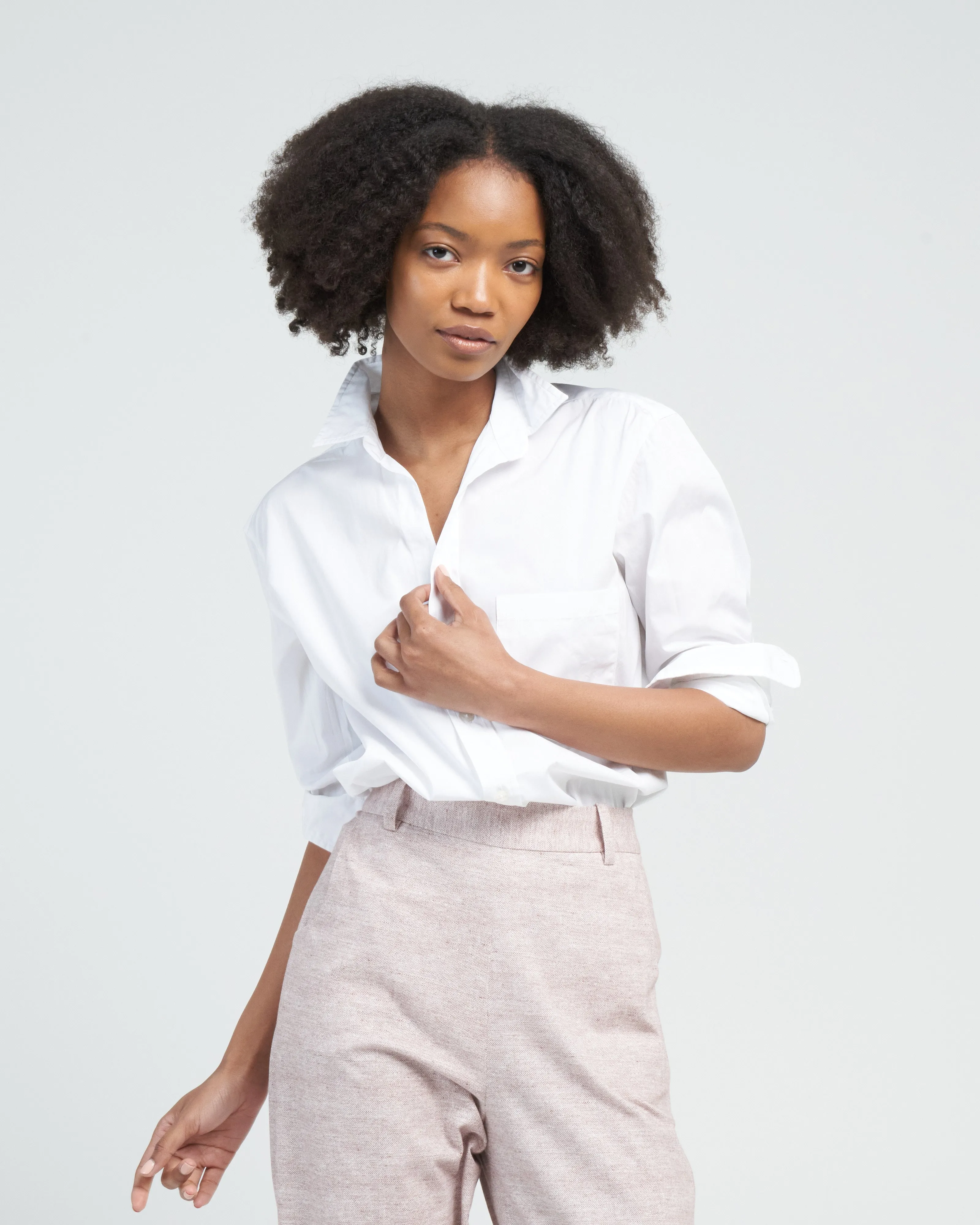 joedy woven button up - white superluxe