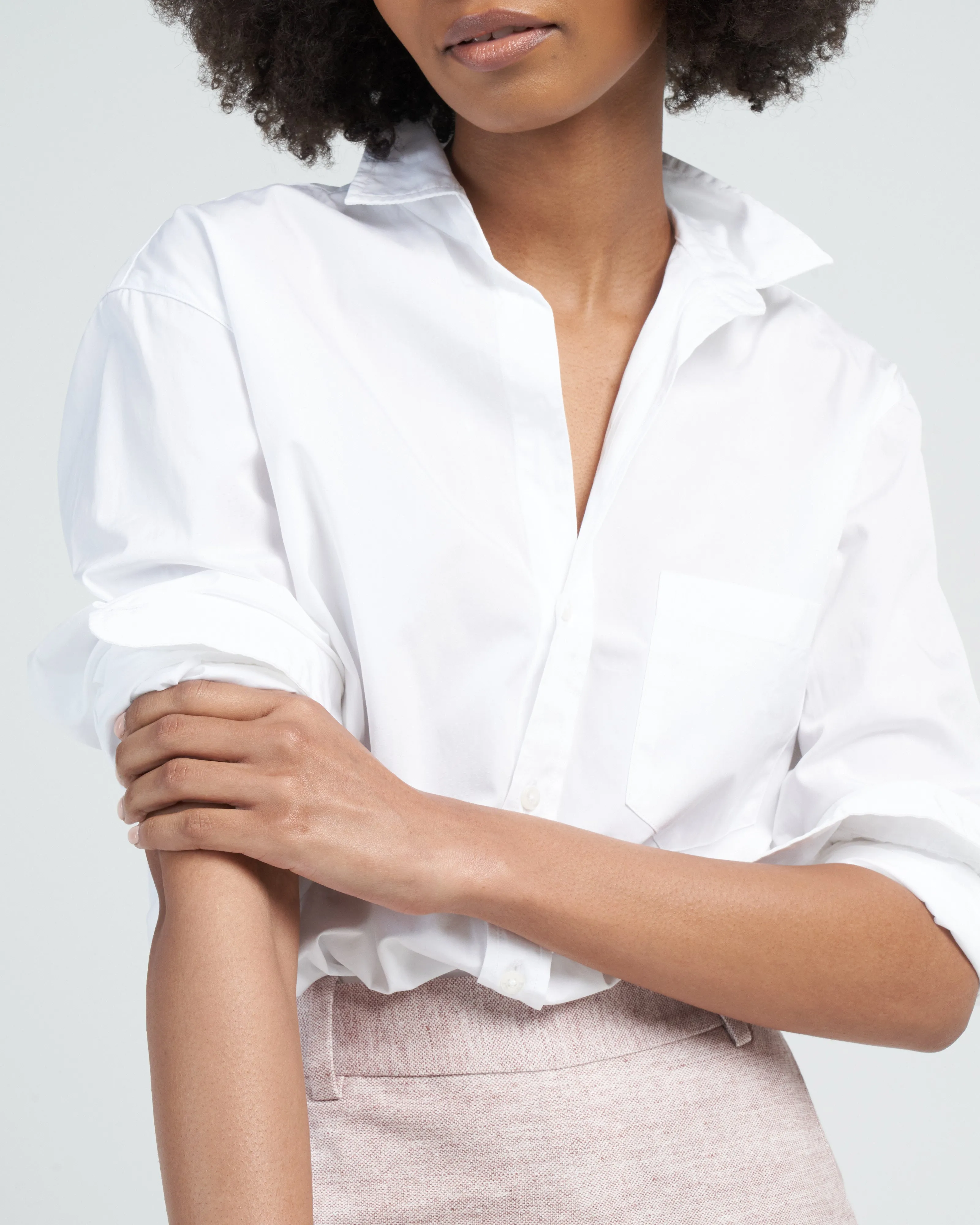 joedy woven button up - white superluxe