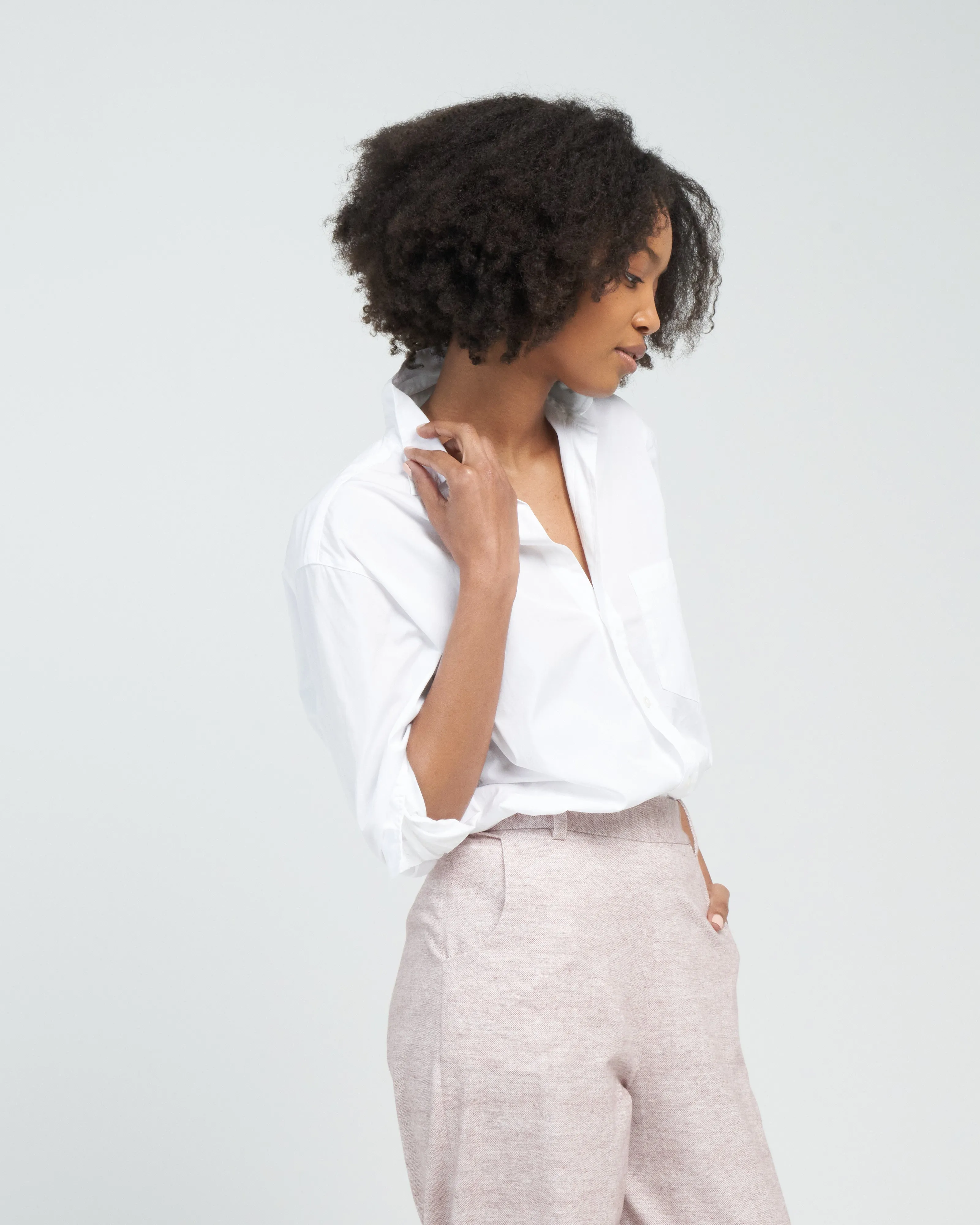 joedy woven button up - white superluxe
