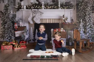 Kate Christmas Cozy Fireplace Backdrop Designed by Keerstan Jessop