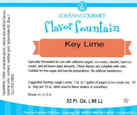 Key Lime Flavor Fountain - 4 oz. - 32 oz. - Ice Cream and Beverage Flavors - LorAnn Oils - Canadian Distribution