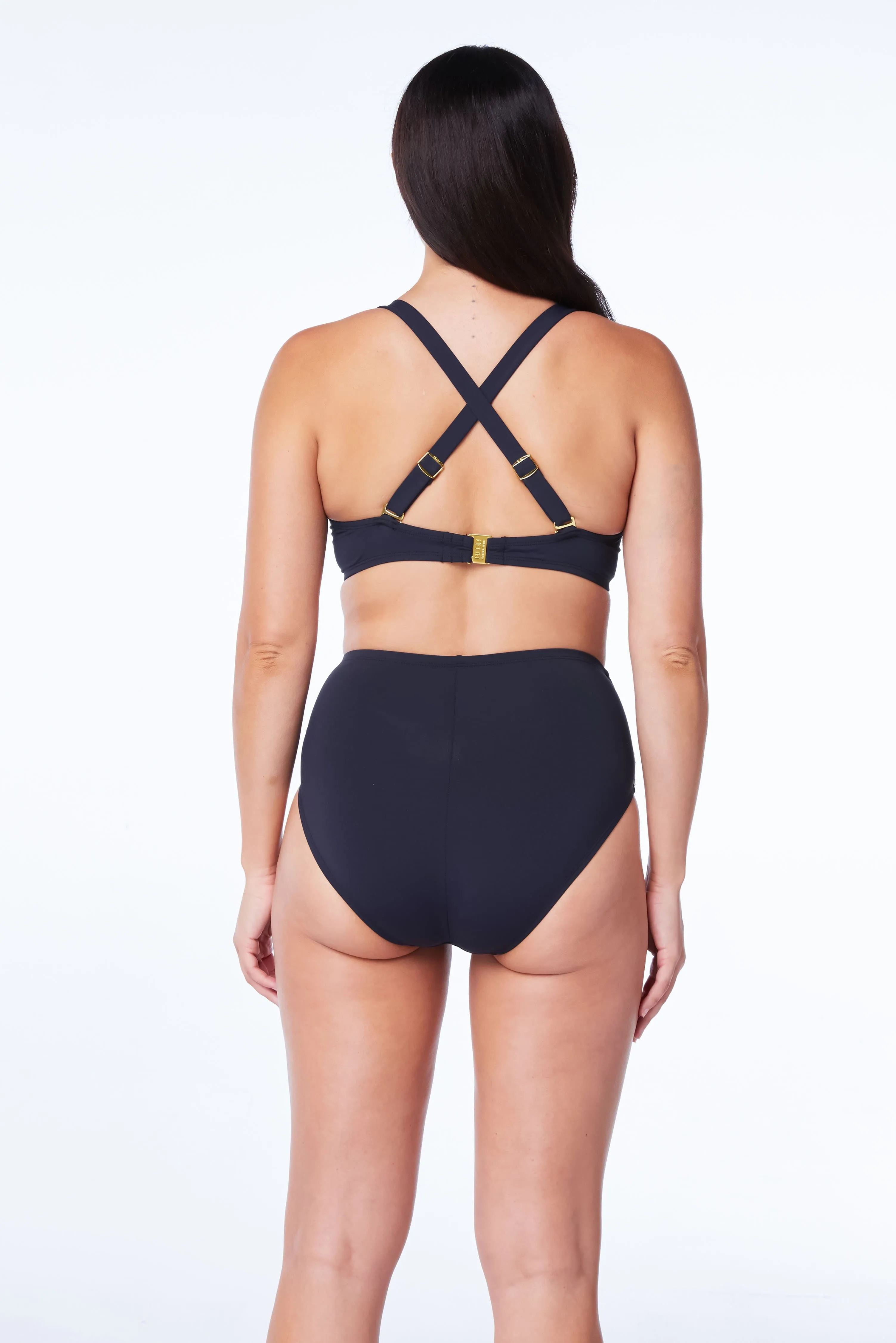Kore Shirred Fold Over High Waist Bikini Bottom