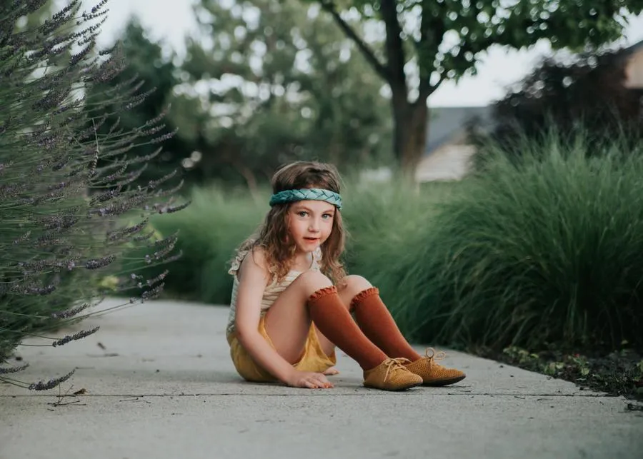 Little Stocking Co Lace Top Knee High Socks - Sugar Almond