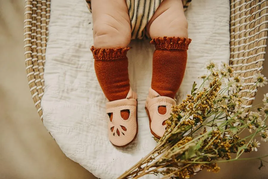 Little Stocking Co Lace Top Knee High Socks - Sugar Almond
