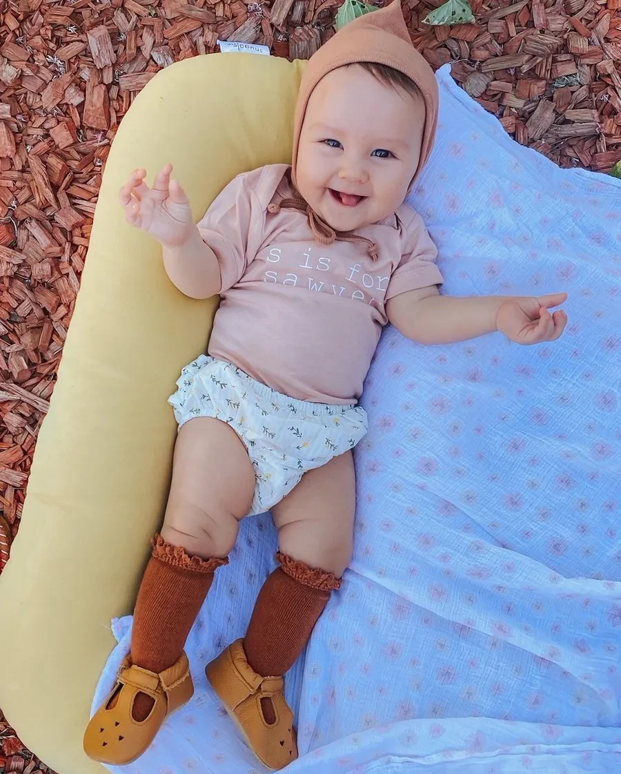 Little Stocking Co Lace Top Knee High Socks - Sugar Almond