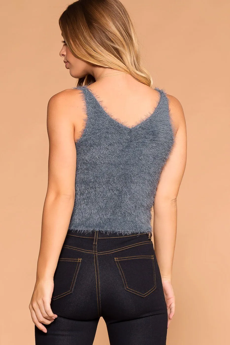 Luxe Slate Fuzzy Tank Top