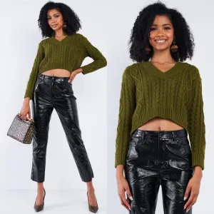 Madewell Chunky Cable Knit Crop Sweater