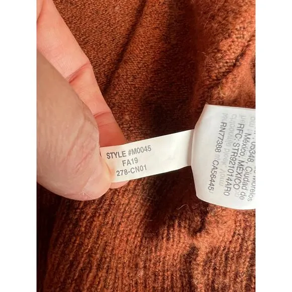Madewell Wool Alpaca Color Block Duster Cardigan Mauve Ivory Brown Cozy size XL