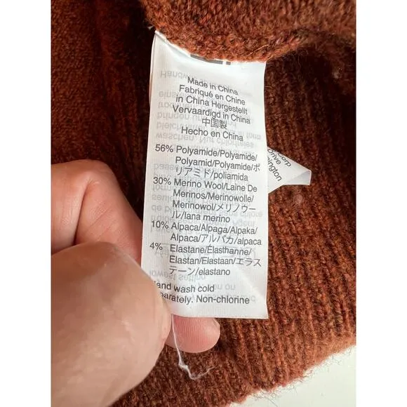 Madewell Wool Alpaca Color Block Duster Cardigan Mauve Ivory Brown Cozy size XL