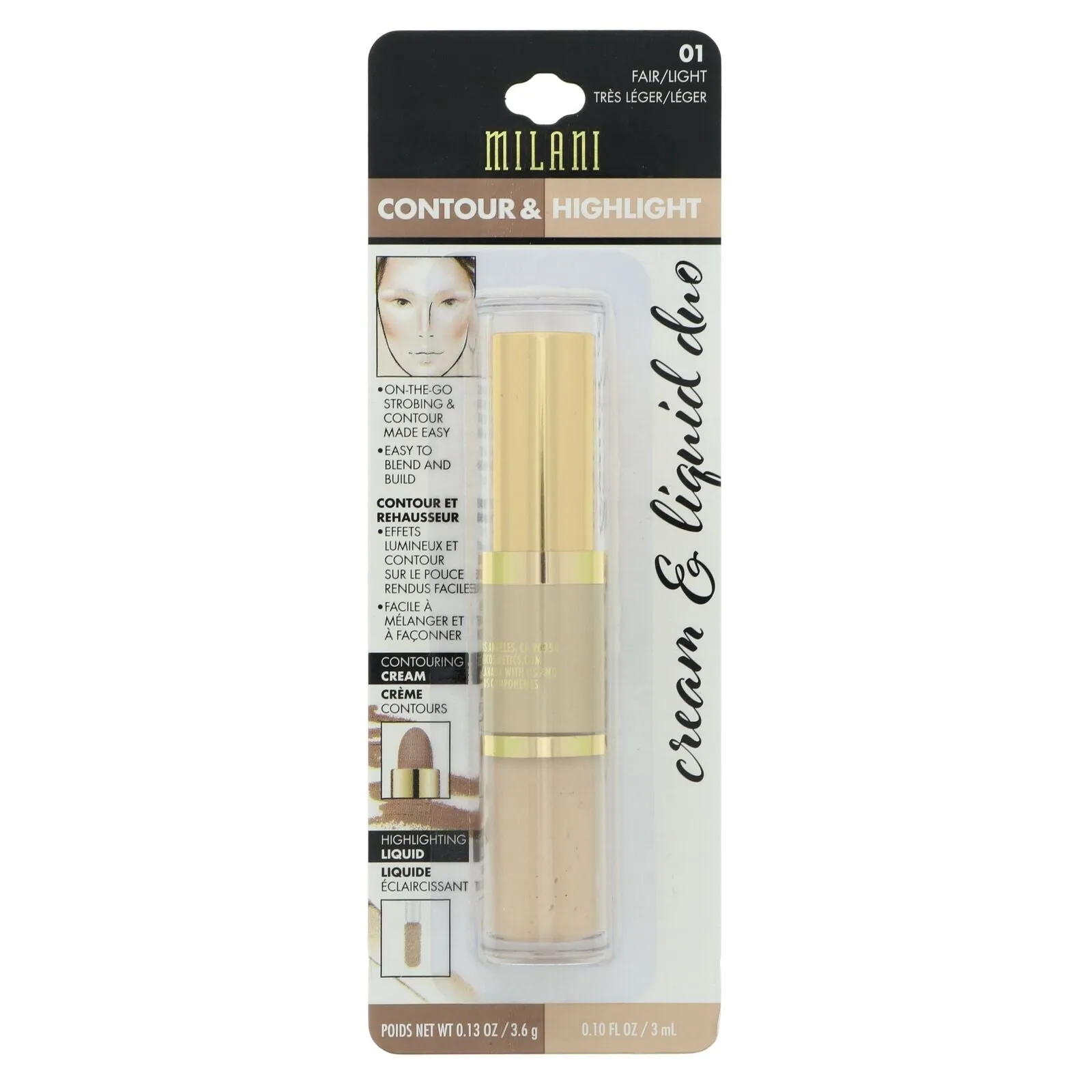 Milani Contour & Highlight Cream & Liquid Duo, Fair/Light 01