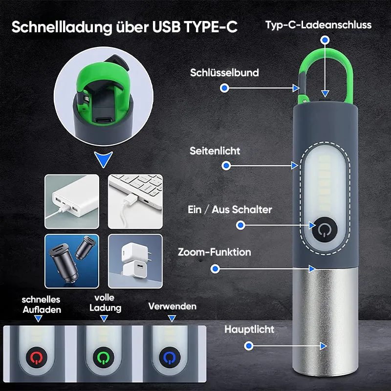 Multifunktionale wiederaufladbare LED-Taschenlampe
