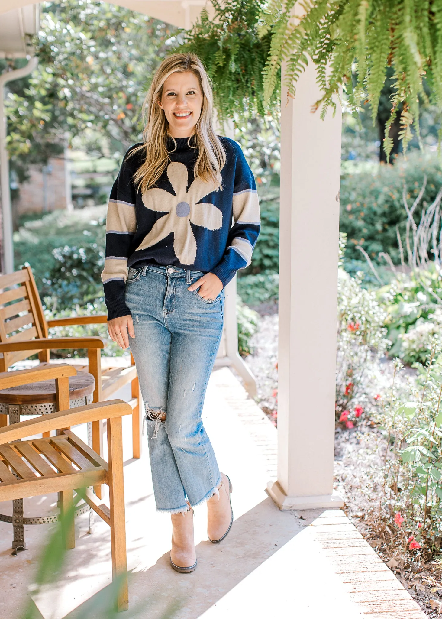 Navy Daisy Sweater
